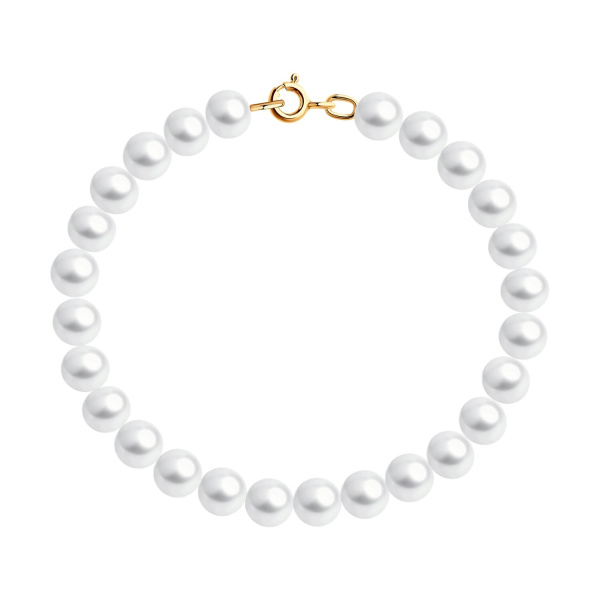 Браслет из красного золота с белым жемчугом