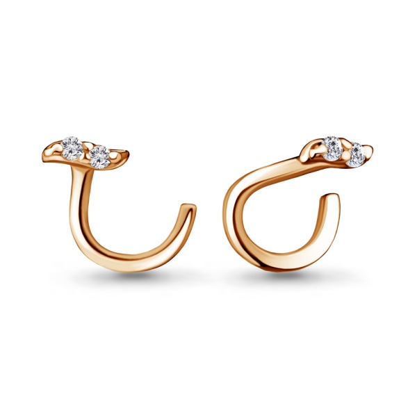 Пирсинг из красного золота с фианитами