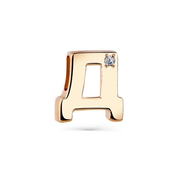 Подвеска из красного золота с фианитом «Буква Д»