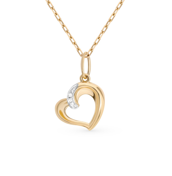 Подвеска из красного золота с фианитами «Сердце»