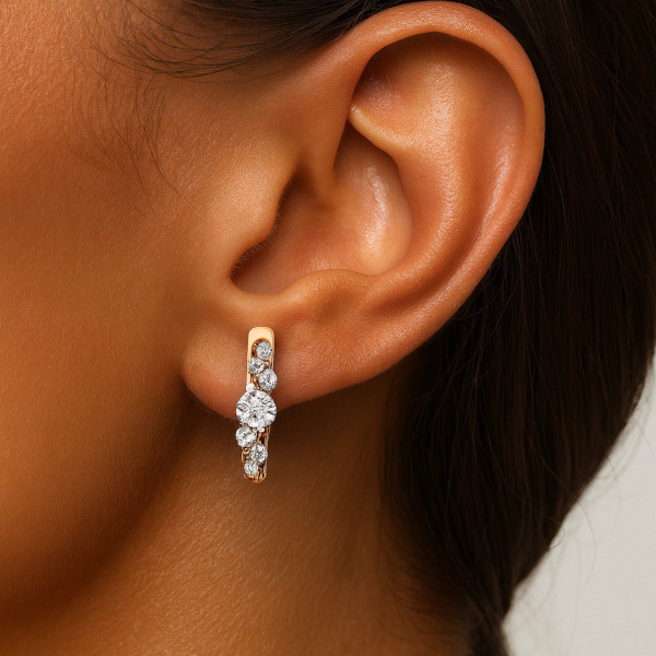 Серьги из красного золота с фианитами