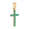 Декоративный крестик из красного золота с изумрудами