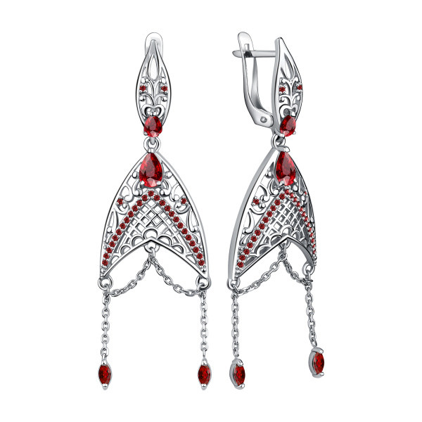 Серьги из серебра с фианитами