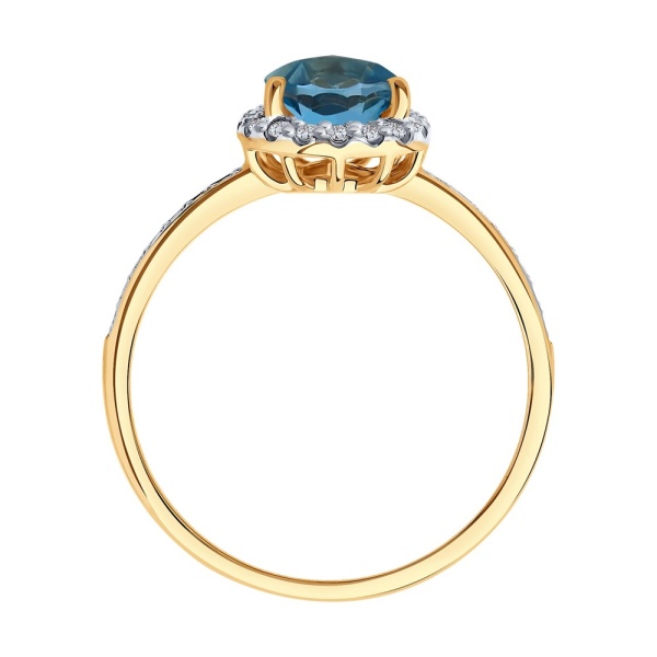 Кольцо из красного золота с топазом и фианитами