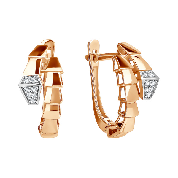 Серьги из красного золота с бриллиантами