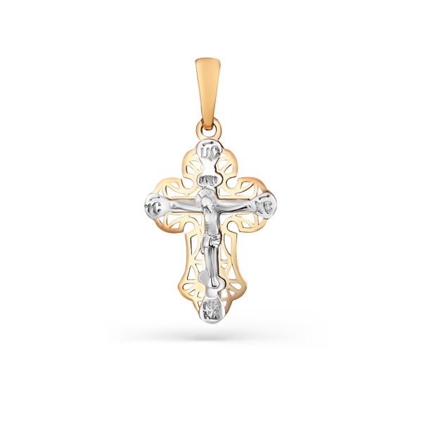 Крестик православный из комбинированного золота