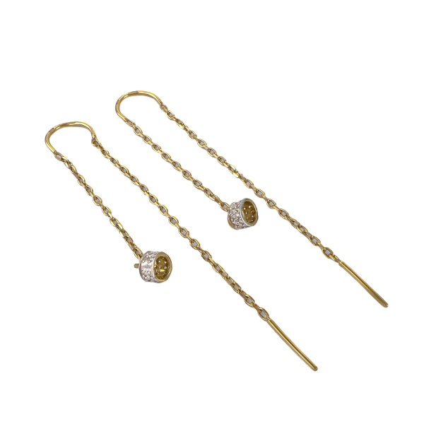 Серьги из желтого золота с цирконием