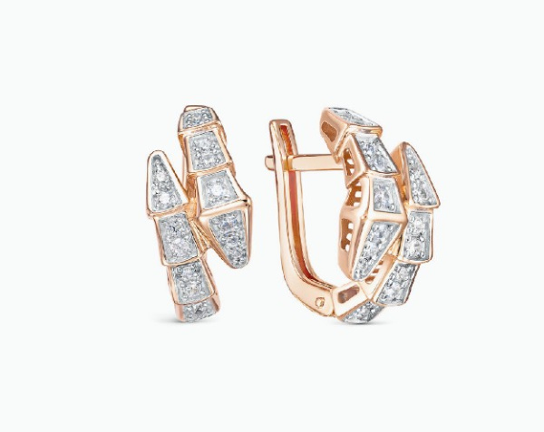 Серьги из красного золота с фианитами