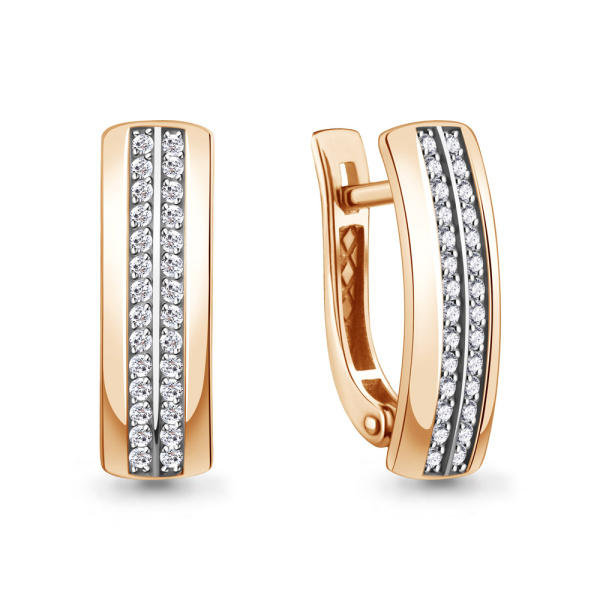 Серьги из красного золота с фианитами