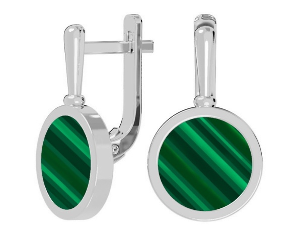 Серьги из серебра с малахитом