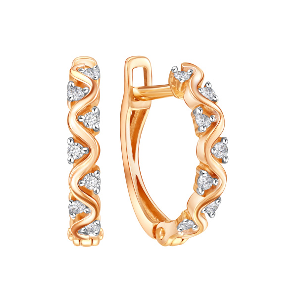 Серьги из красного золота с фианитами