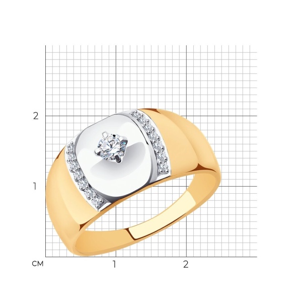 Кольцо из красного золота с фианитами