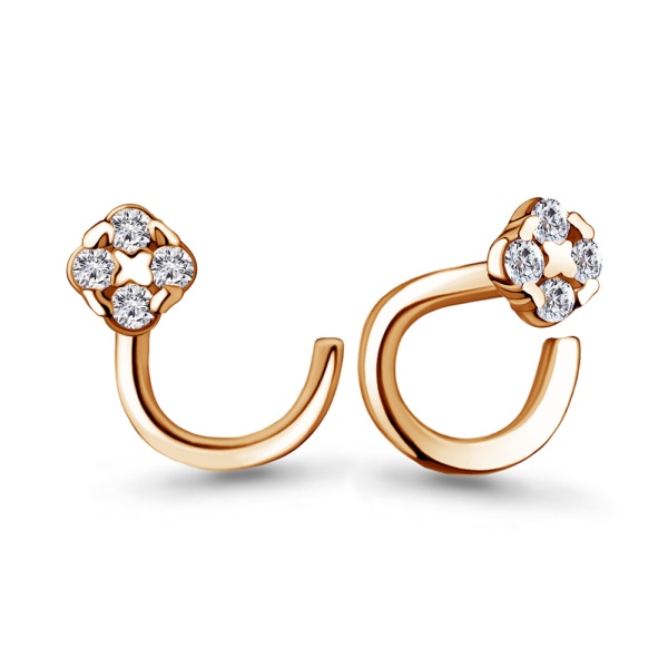 Пирсинг из красного золота с фианитами