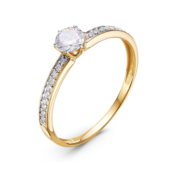 Кольцо из желтого золота с фианитами