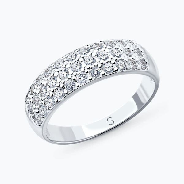 Кольцо из белого золота с фианитами