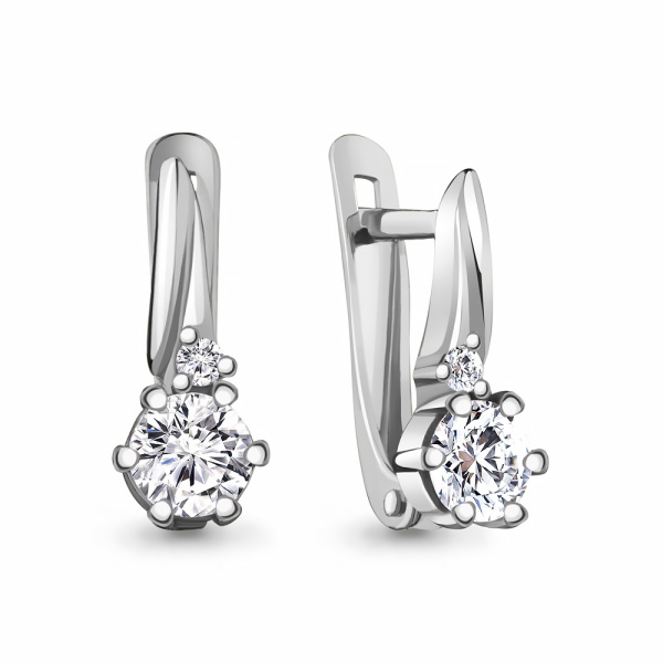 Серьги из серебра с фианитами