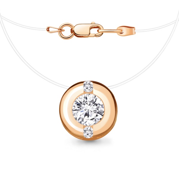 Колье на леске из красного золота с фианитами