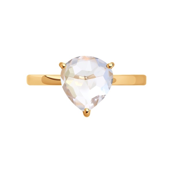 Кольцо из красного золота с горным хрусталём