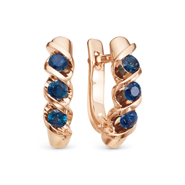 Серьги из красного золота с сапфирами