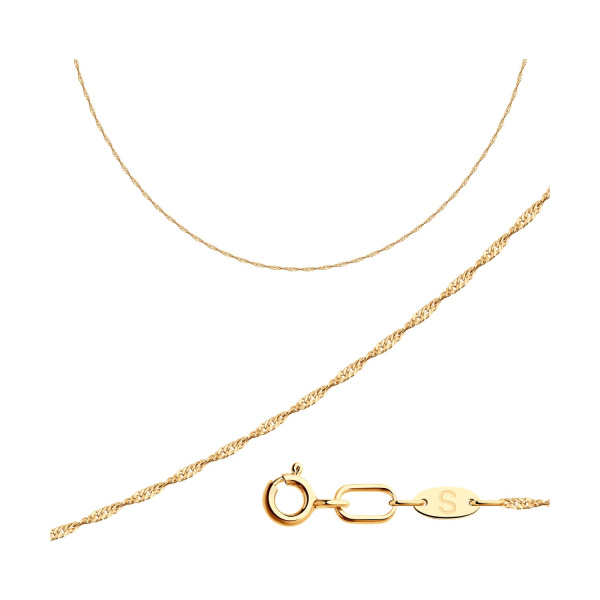 Цепь из красного золота, плетение «Сингапур»