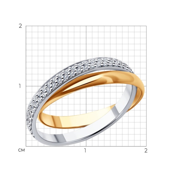 Кольцо из комбинированного золота с бриллиантами