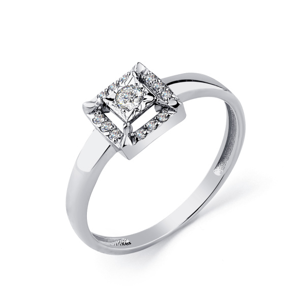 Кольцо из белого золота с фианитами