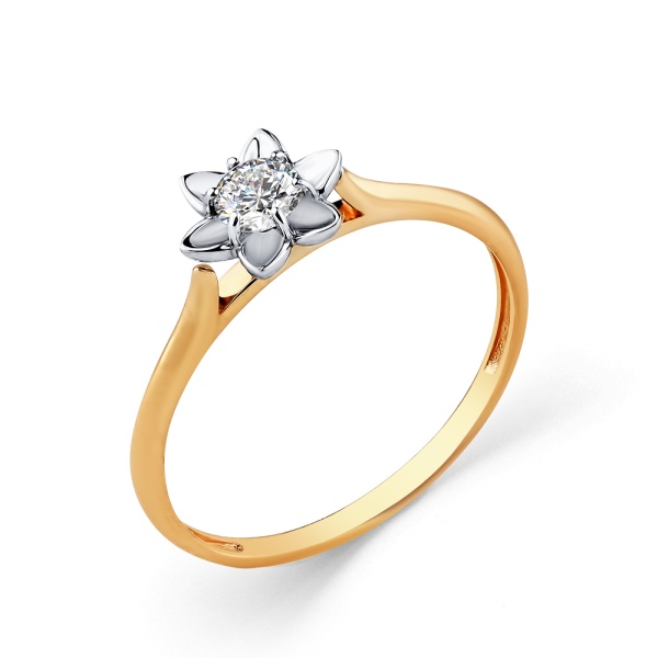 Кольцо из красного золота фианитом