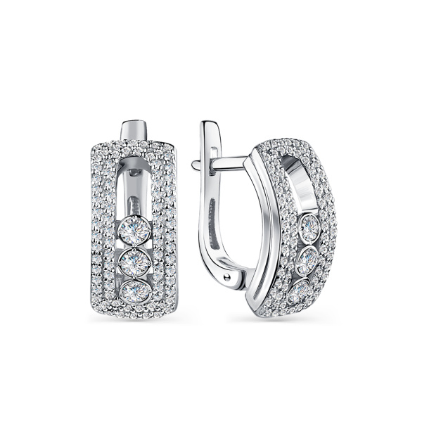 Серьги из белого золота с танцующими бриллиантами