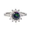 Кольцо из серебра с мистик топазом и цирконом