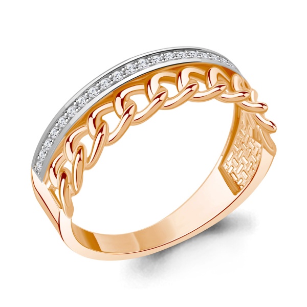 Кольцо из красного золота с фианитами