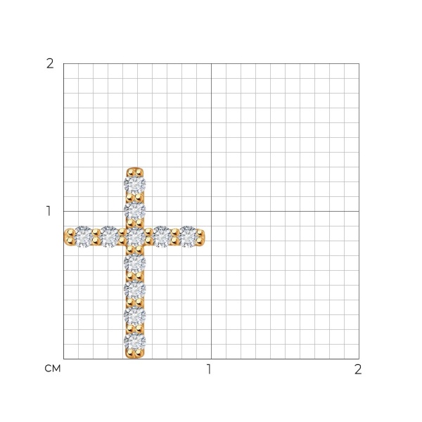 Декоративный крестик из красного золота с бриллиантами