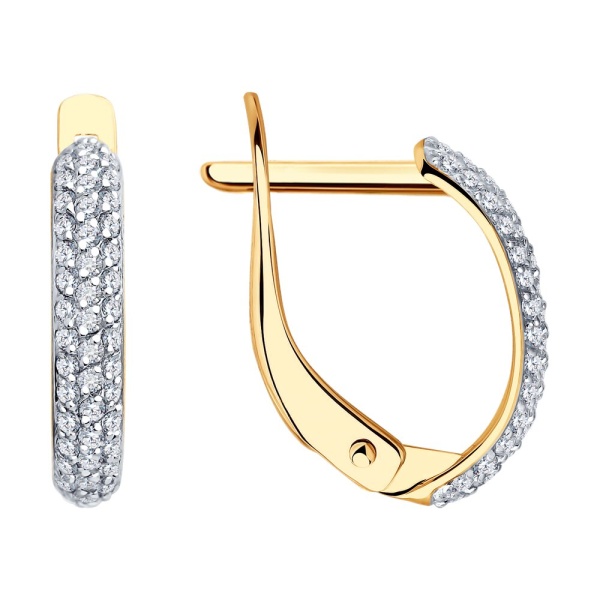 Серьги из красного золота с фианитами