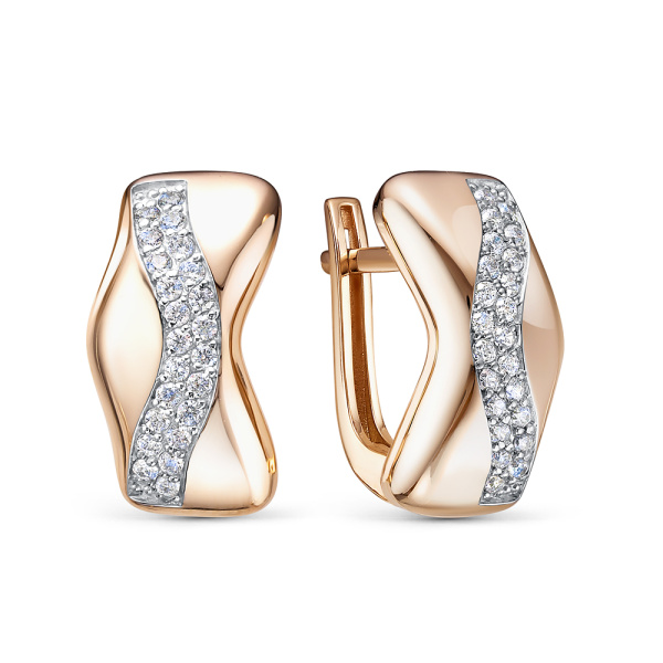 Серьги из красного золота с фианитами