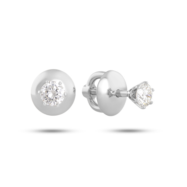 Серьги-пусеты из белого золота с бриллиантами