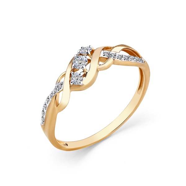 Кольцо из красного золота с фианитами