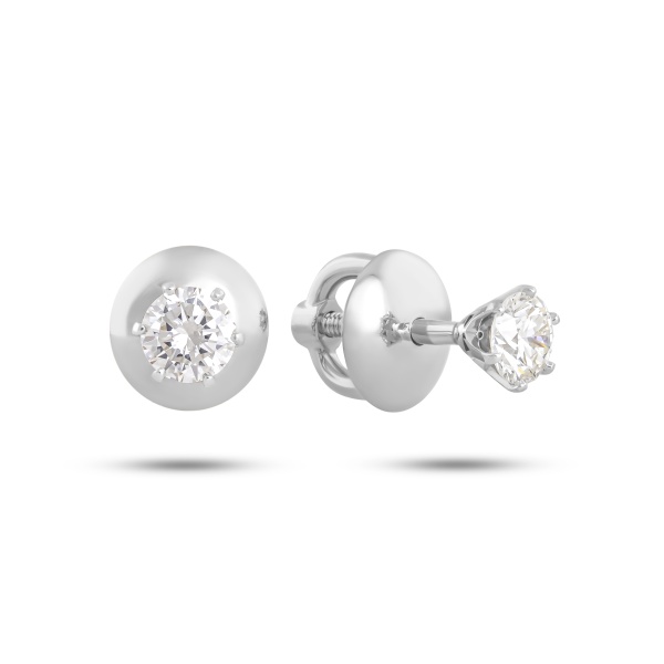 Серьги-пусеты из белого золота с бриллиантами