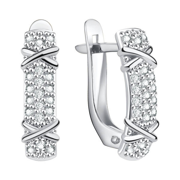 Серьги из серебра с фианитами