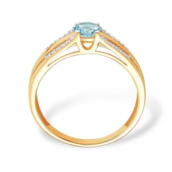 Кольцо из красного золота с аметистом и фианитами