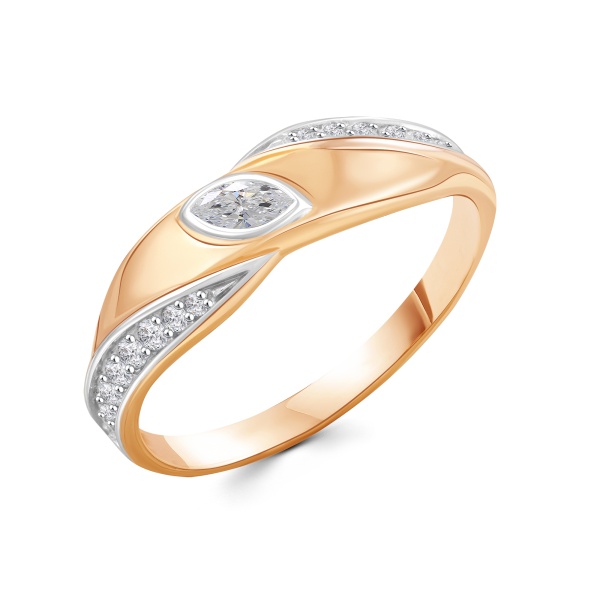 Кольцо из красного золота с фианитами