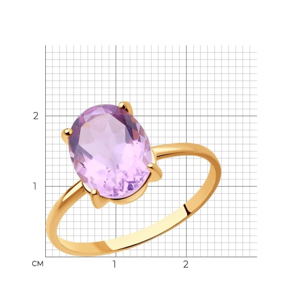 Кольцо из красного золота с аметистом