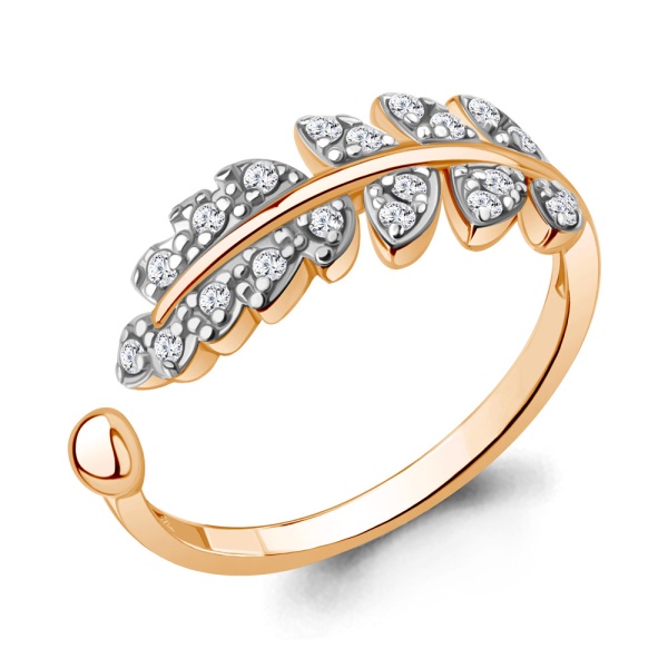 Кольцо из красного золота с фианитами