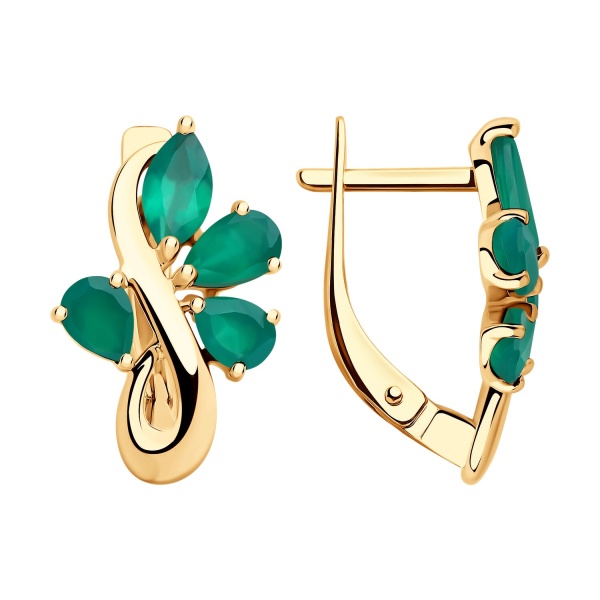 Серьги из красного золота с агатами