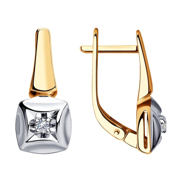 Серьги из красного золота с бриллиантами