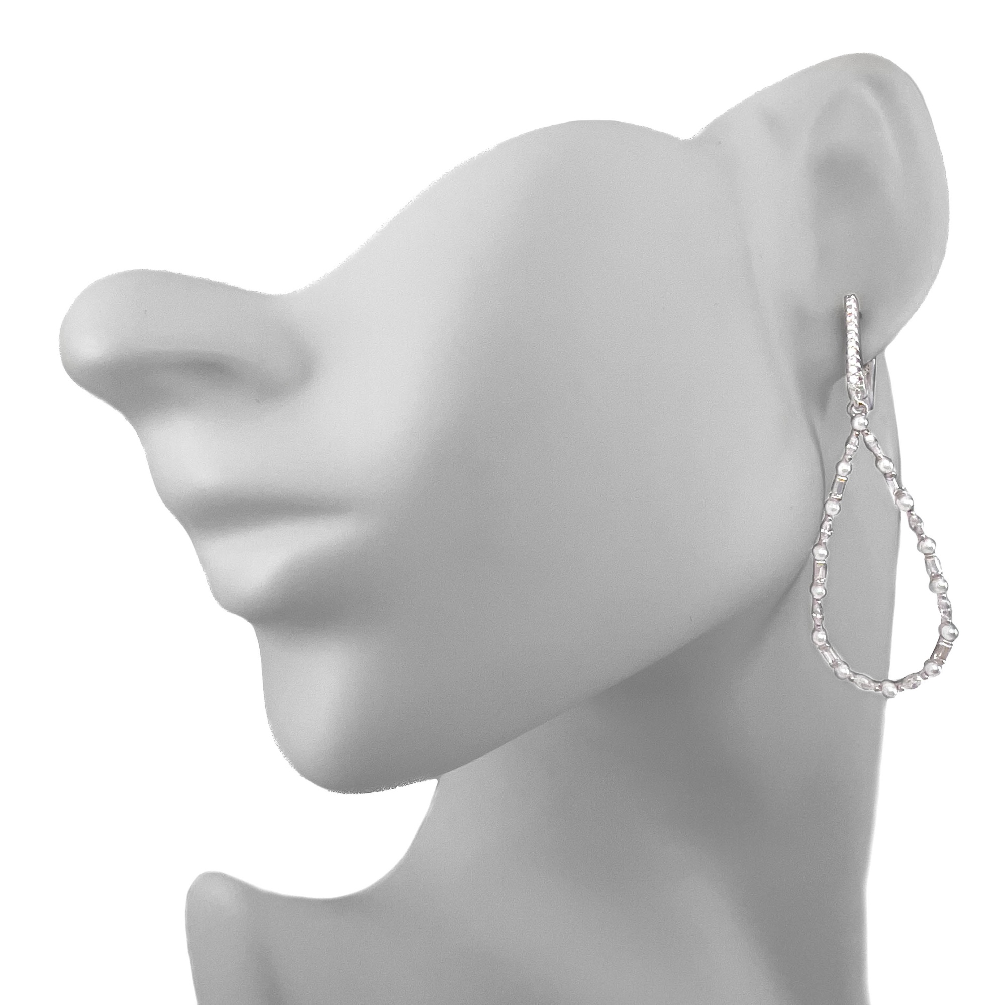 Серьги из серебра с цирконом и жемчугом