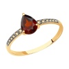 Кольцо из красного золота с гранатом и фианитами