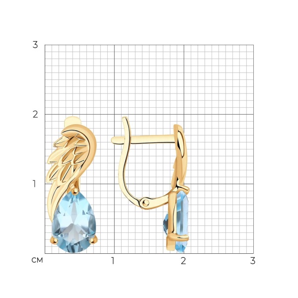 Серьги из красного золота с топазами