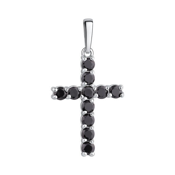 Декоративный крестик из серебра с фианитами