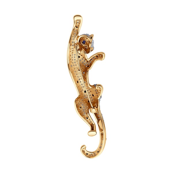 Брошь из красного золота с миксом камней