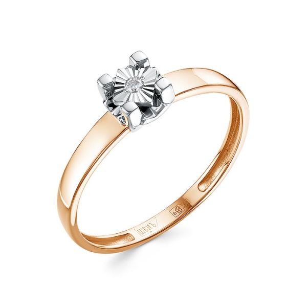 Кольцо из красного золота с бриллиантом