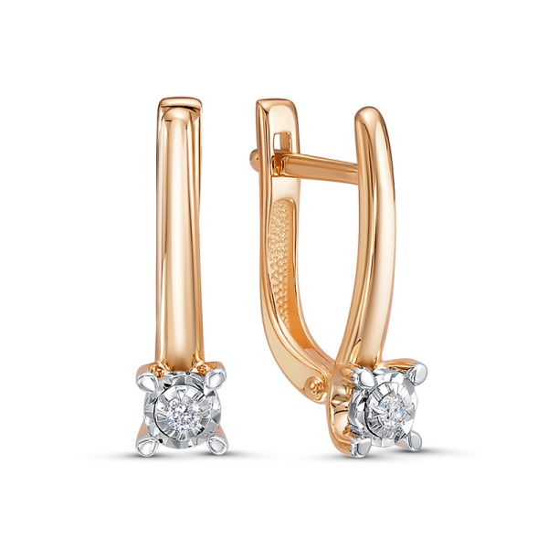 Серьги из красного золота с бриллиантами